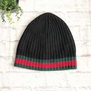 Authentic Gucci Wool Beanie hat with Web Medium